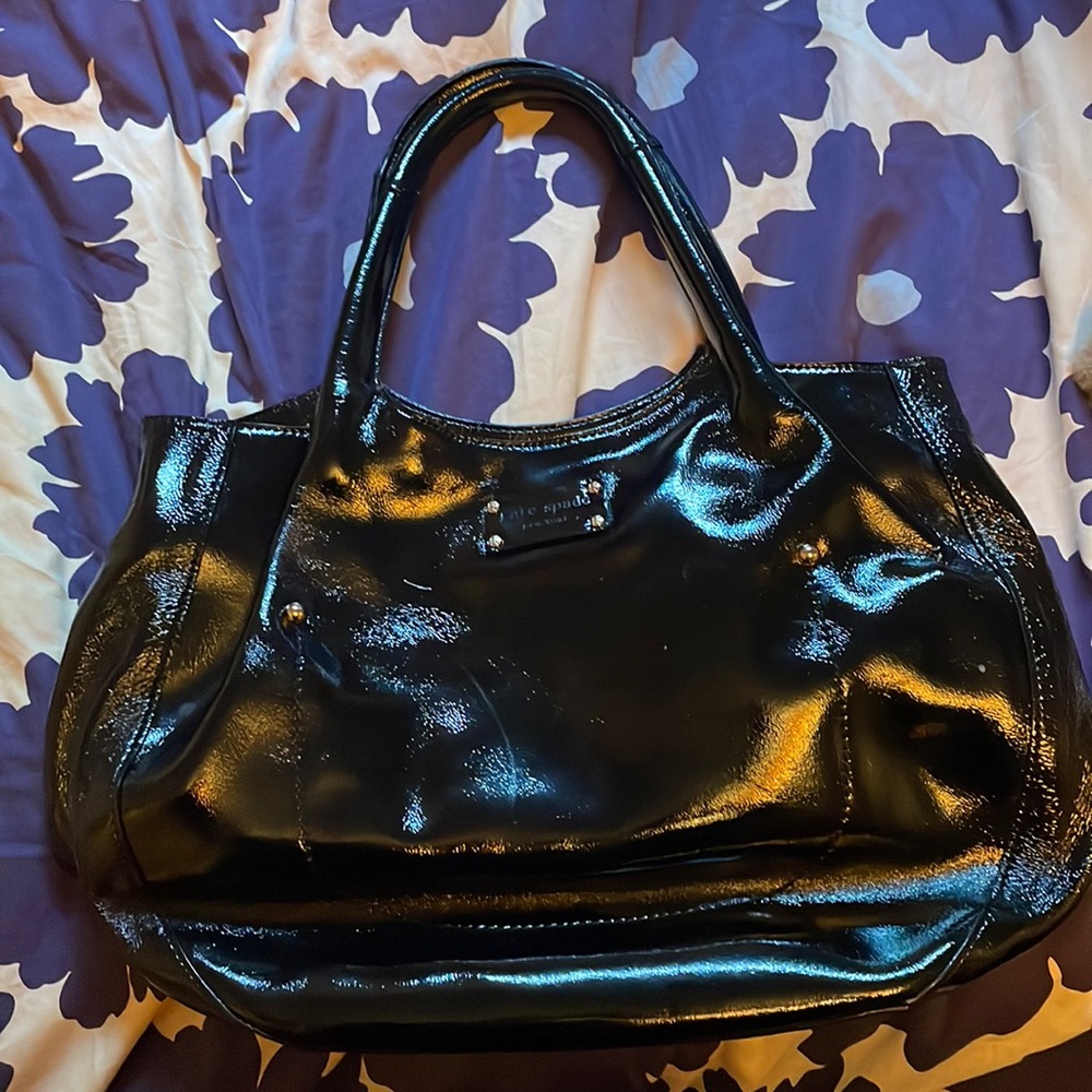 Kate Spade black patent leather shoulder bag tote
